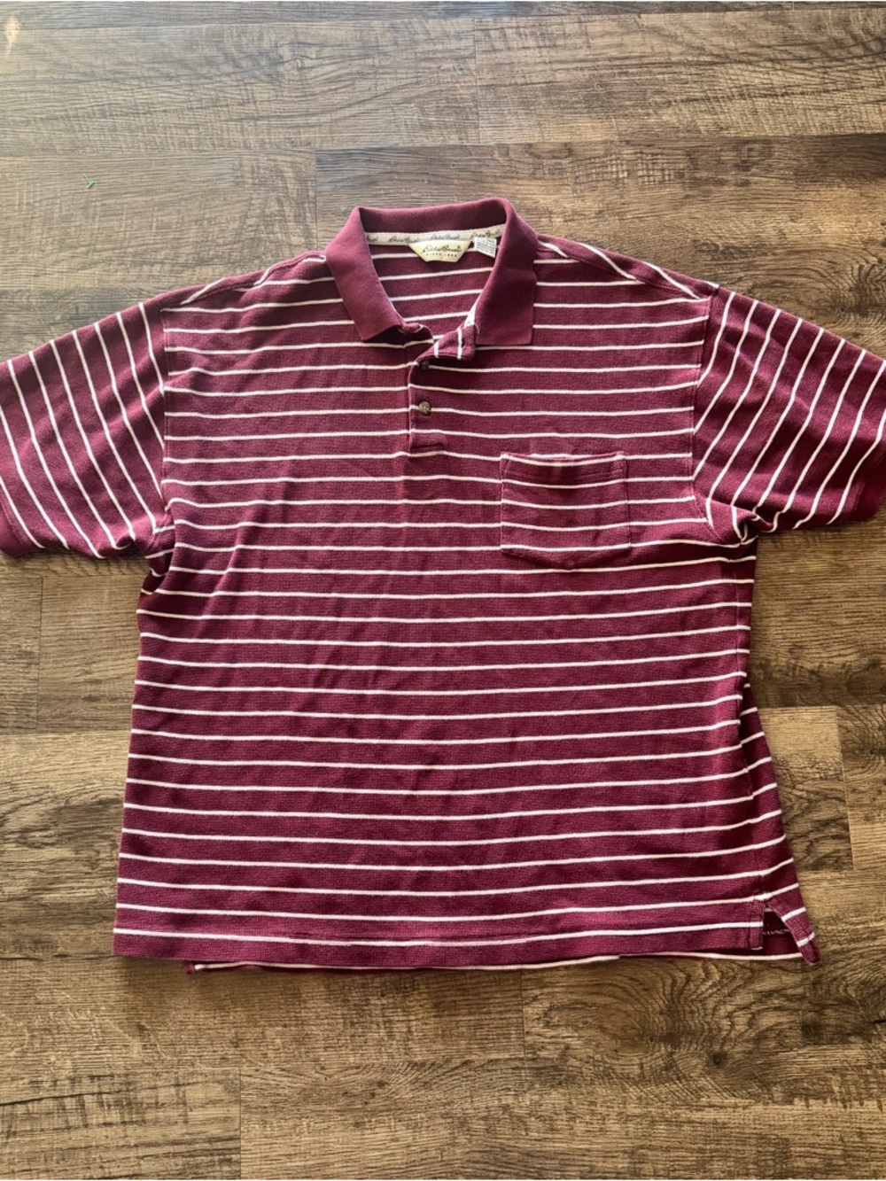Eddie Bauer Maroon and White Striped Polo